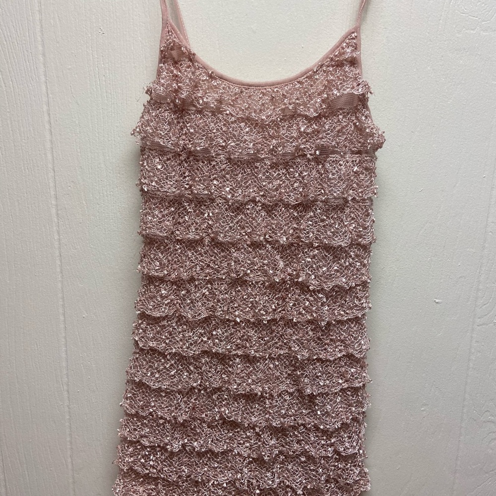 Light pink ruffled mini dress